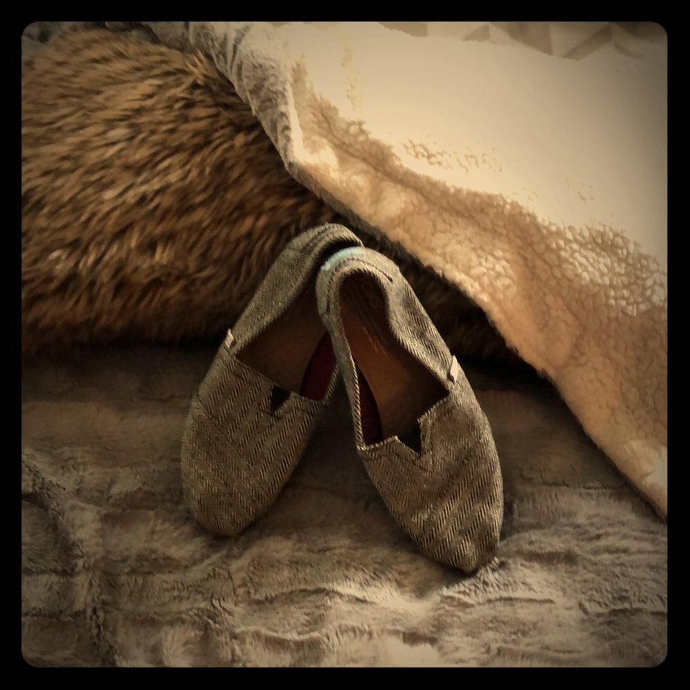 Womens Toms Herringbone Slip On Canvas Shoes